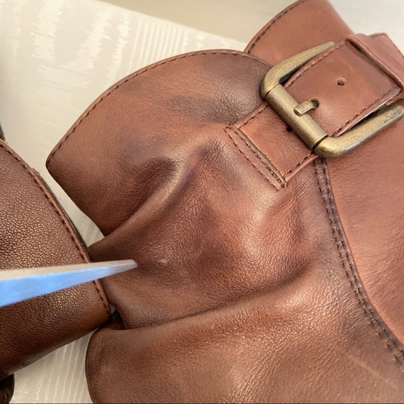 Clarks Women Sz 7.5 Chris Sydney Brown Slouch Leather Zip Ankle Booties - Picture 7 of 11